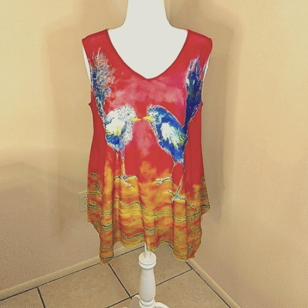 Leoma lovegrove women's L Art to wear tank top blue studded XL